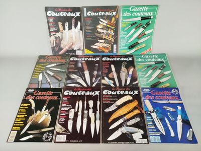 de nombreux types de couteaux différents et des couteaux en couverture de magazines