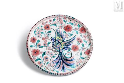 an image of a plate with a bird on it on a white background