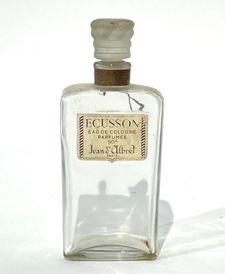 JEAN D'ALBRET. Flacon de parfum en verre incolore, bouchons …