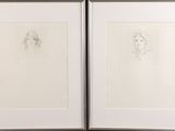 deux dessins encadrés représentant le visage d'une femme et celui d'un homme