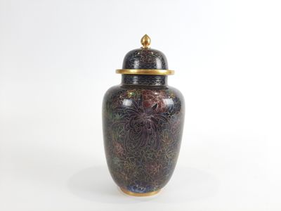 une image représentant un vase muni d'un couvercle sur fond blanc
