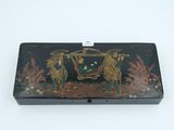 a black box with a picture of two birds on it