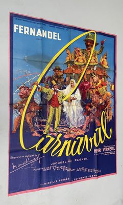 an old movie poster of a man and woman in front of a crowd of people