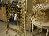 two chairs and a table in a room
