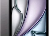 a close up of a tablet computer with a purple and blue design