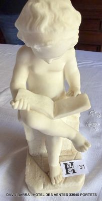 Sujet enfant à la lecture en marbre d'après Charles Gabriel …