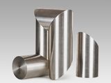 a pair of stainless steel pipes on a white background