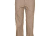 women ' s khaki pants with pockets and a belt