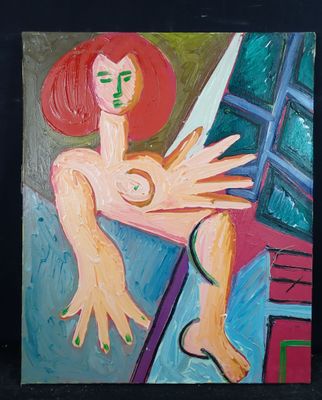 un tableau représentant une femme aux cheveux roux assise sur une chaise
