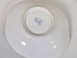 a white plate with a blue design on it