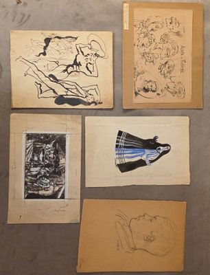 Réunion à la découverte de 8 dessins sur papier et une impre…