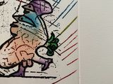 a drawing of a man holding an umbrella in the rain