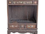 an image of a wooden shelf with drawers and drawers on top of it