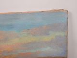 an image of a painting of a sunset over a field