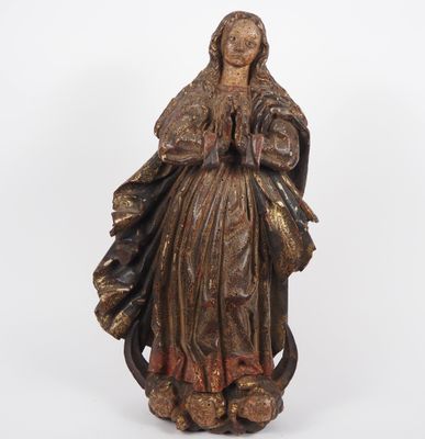 Sculpture XVIIIème en bois polychrome "Sainte Vierge".
