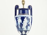 an image of a blue and white vase on a table