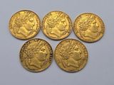 six gold sovereigns of the british empire
