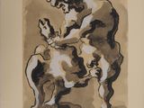 an image of a painting of a man on a cow