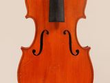 a close up of a violin with a bow on a white background