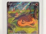un gros plan d'une carte Pokémon sur fond blanc