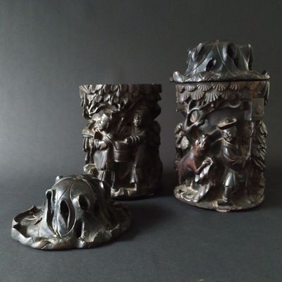 CHINE, seconde moitié du XIXe Paire de pots à rouleaux de pa…