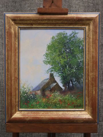 Jean-Claude RESCHE (XXème) « La maison de campagne ». Huile sur t...