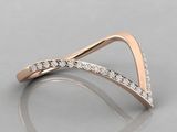 a rose gold ring with diamonds and a curved band