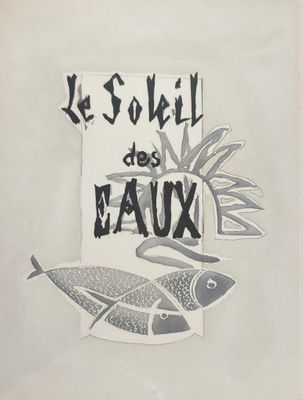une image représentant un dessin d'un poisson et d'une plante sur fond blanc