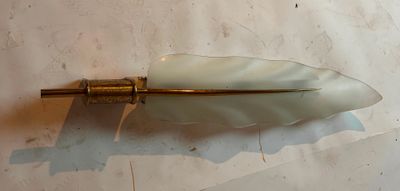 une image représentant un objet en forme de plume posé sur une table
