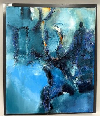 JOB (Josiane BECK)., Derrière la porte. Huile sur toile mono…