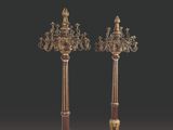 pair of antique brass and marble candelabs