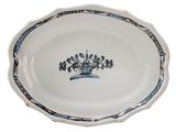 an image of a blue and white plate with a crown on it