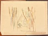une image représentant un dessin d'une maison dans les bois