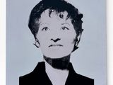 an image of a black and white photo of a woman ' s face