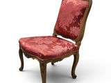 une chaise rouge avec une assise rembourrée rouge sur fond blanc