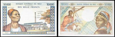three different pictures of a woman and a man on a bank note