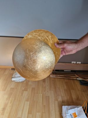 a person that is holding a gold ball in their hand