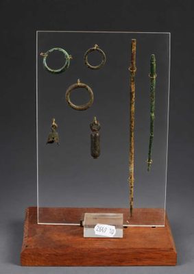 an image of a display case with various items in it