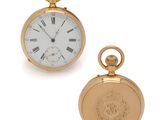 two gold pocket watches with roman numerals and roman numerals