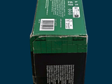 a green box that has a black label on it