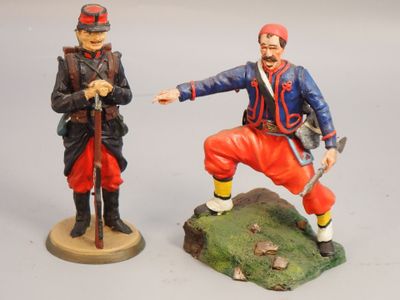Figurines d'artistes - 1900, 90 mm, 2 soldats zouave et piou…