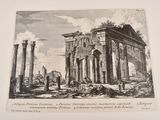 an old black and white drawing of a building with columns