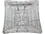 rectangular cut crystal glass ashtray on a white background