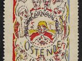 a close up of a stamp with a drawing on it