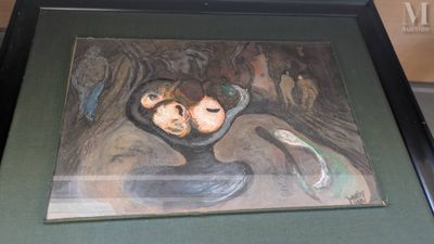 a picture of a painting of two people in a vase