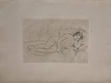 a drawing of a nude woman laying down on the ground
