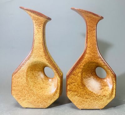 deux vases posés côte à côte sur une table