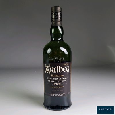 an image of a bottle of ardbee ' s 10 year old single malt scotch whisky