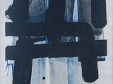 une image représentant une peinture en noir et blanc sur laquelle est appliquée de la peinture bleue