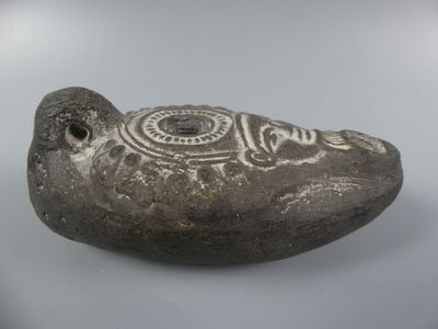 Egypte. Lampe à huile isiaque. Terre cuite.